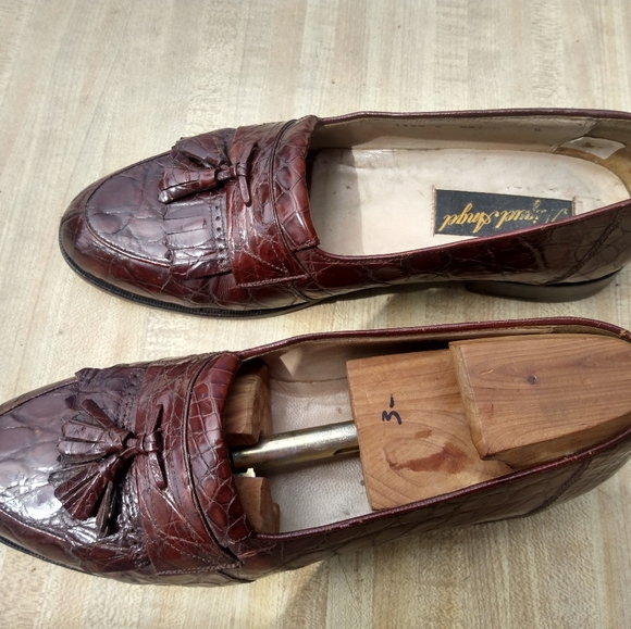 Miguel Angel Men\'s Brown Tassel Alligator Slipon Loafer Size 8M (20)